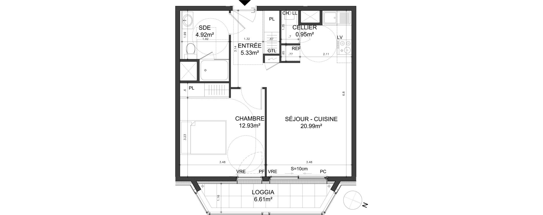 Appartement T2 de 45,12 m2 &agrave; Dinard Centre ville
