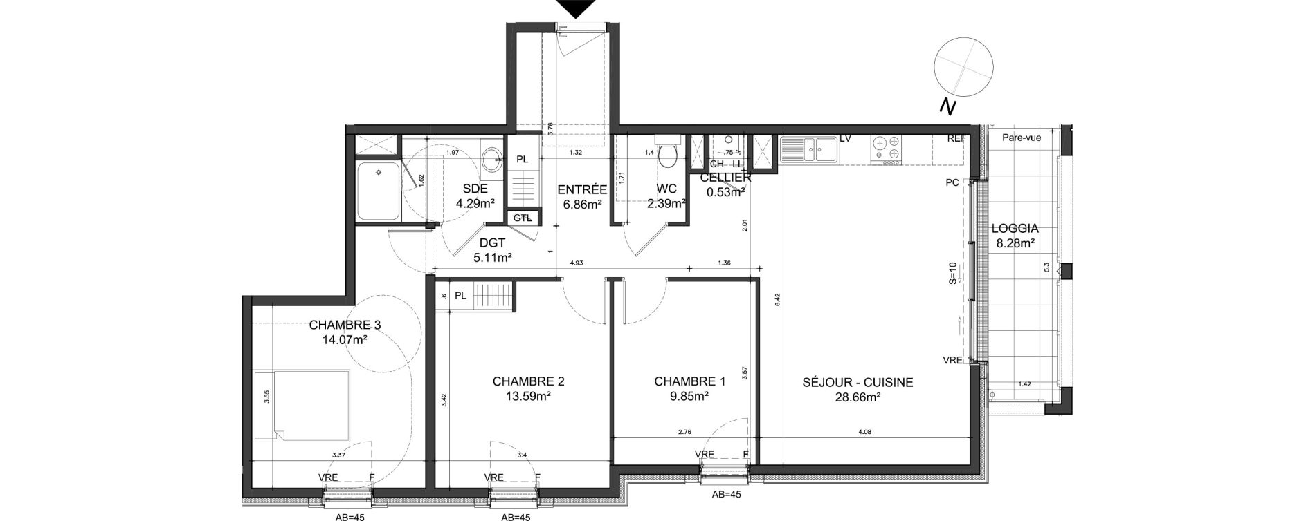 Appartement T4 de 85,35 m2 &agrave; Dinard Centre ville