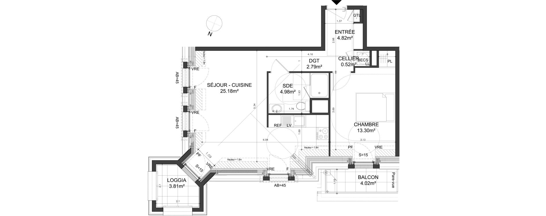 Appartement T2 de 51,59 m2 &agrave; Dinard Centre ville