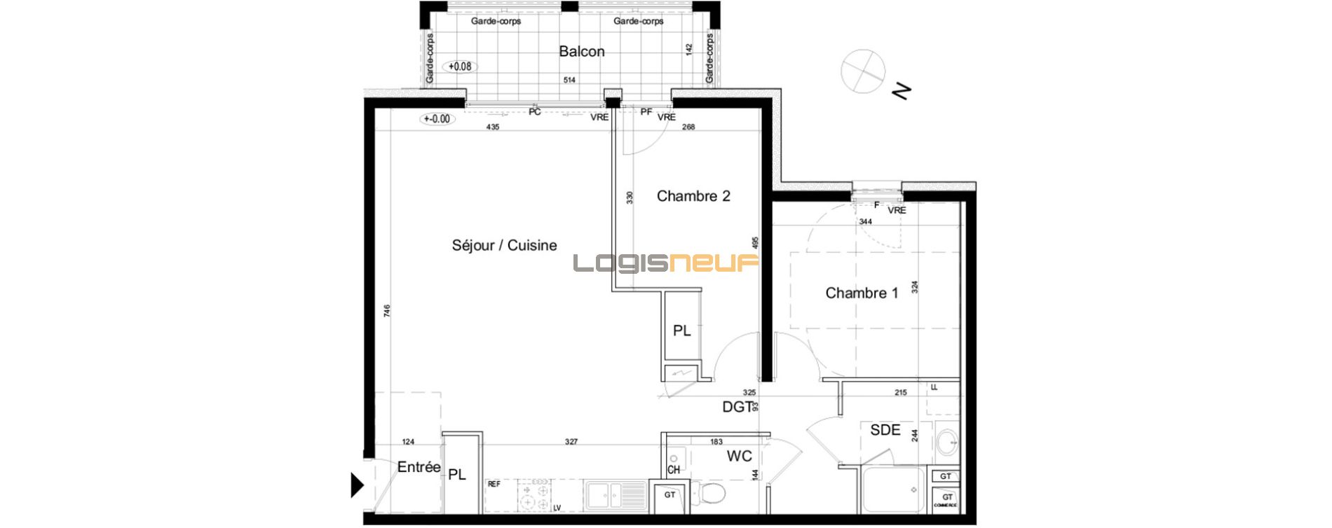 Appartement T3 de 70.46 m2 2ème étage SO Newquay Dinard ref 300