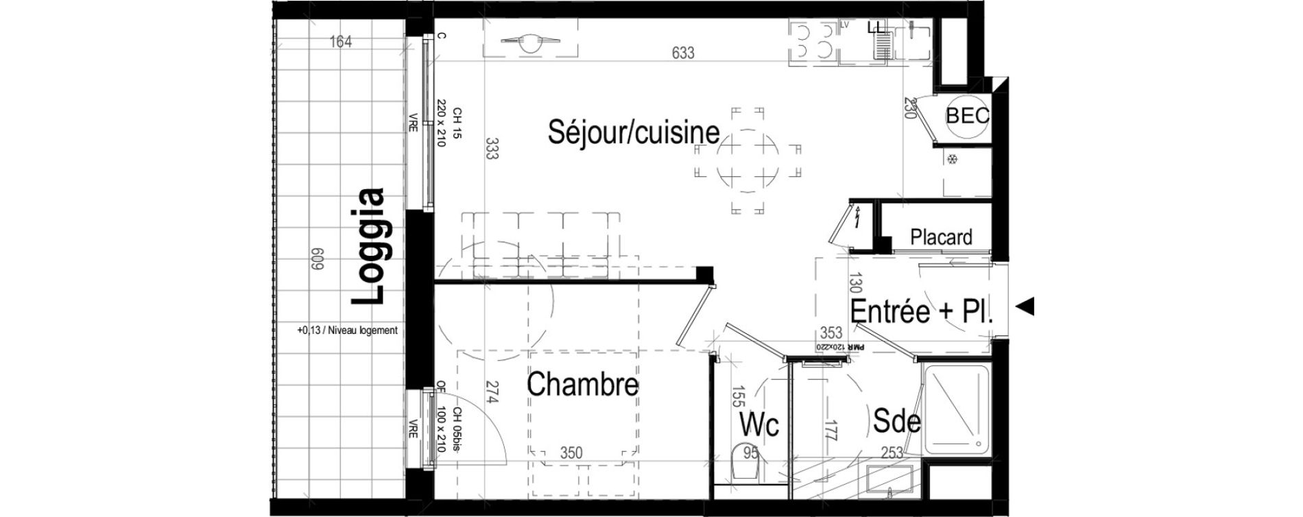 Appartement T2 de 40,99 m2 &agrave; Dinard Le prieur&eacute;