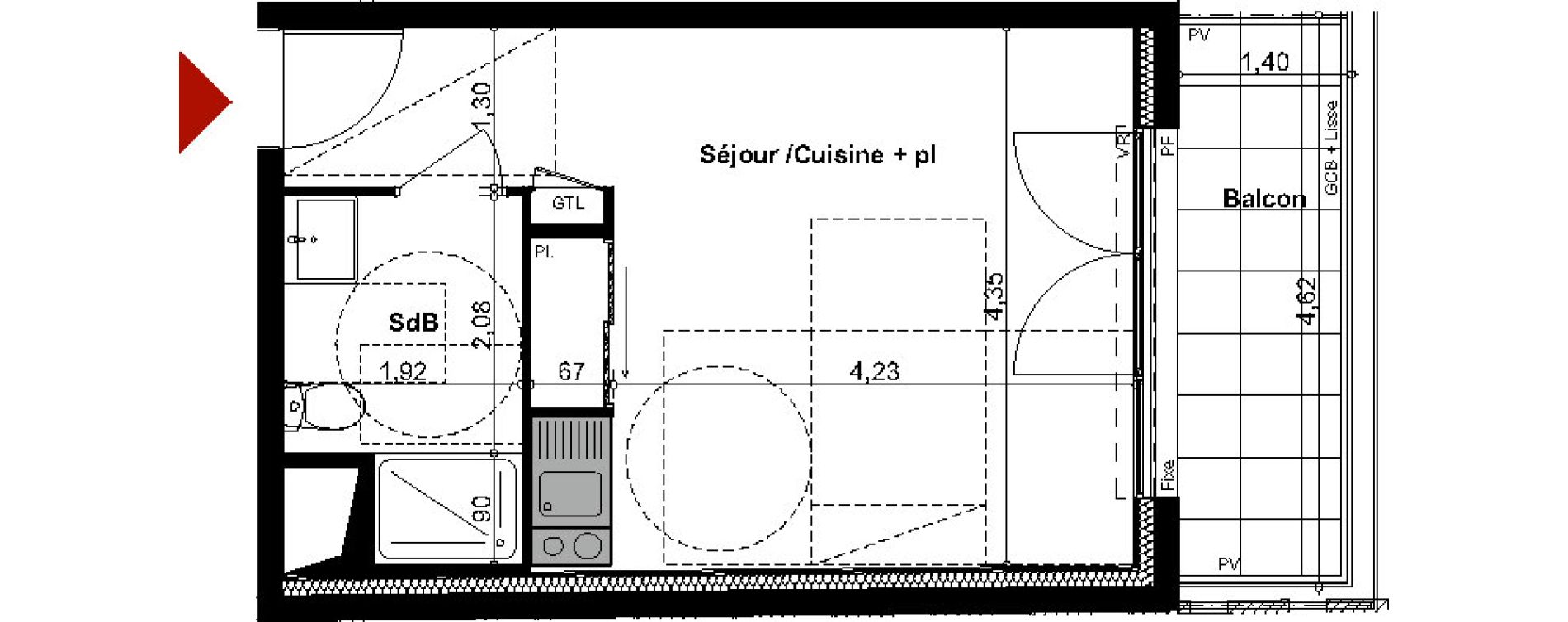 Appartement T1 de 28,82 m2 &agrave; Dinard Saint enogat