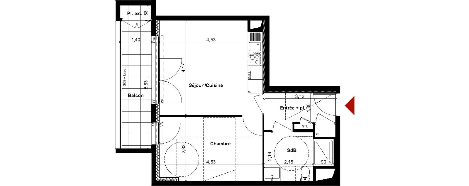 Appartement T2 de 42,04 m2 &agrave; Dinard Saint enogat