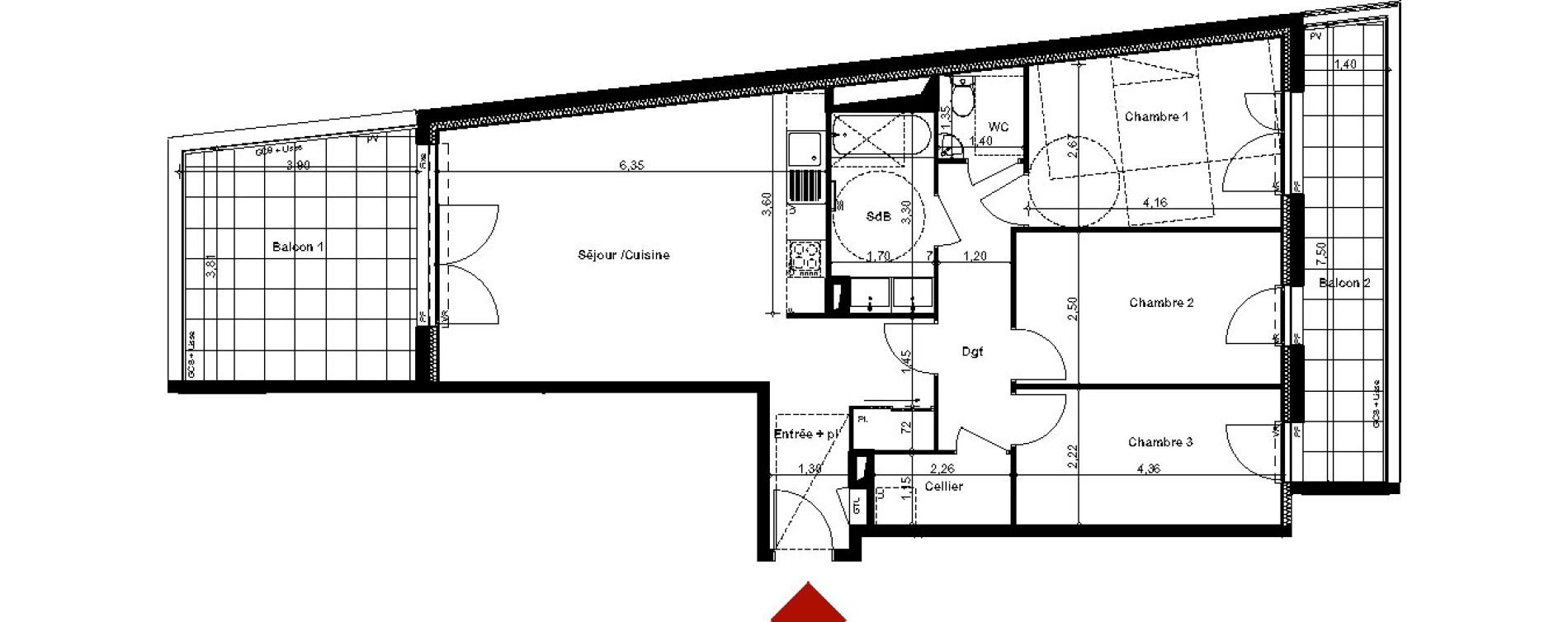 Appartement T4 de 83,37 m2 &agrave; Dinard Saint enogat