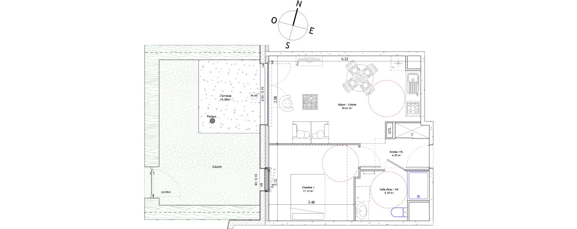 Appartement T2 de 41,41 m2 &agrave; Foug&egrave;res Centre