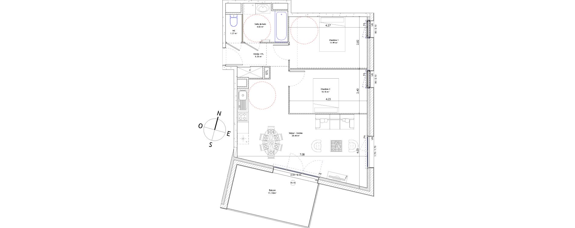 Appartement T3 de 62,03 m2 &agrave; Foug&egrave;res Centre