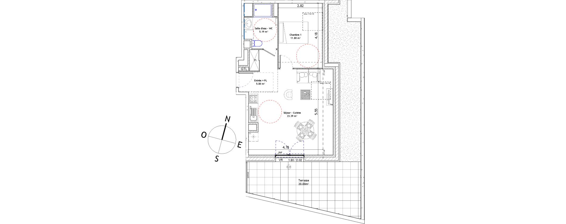 Appartement T2 de 46,18 m2 &agrave; Foug&egrave;res Centre