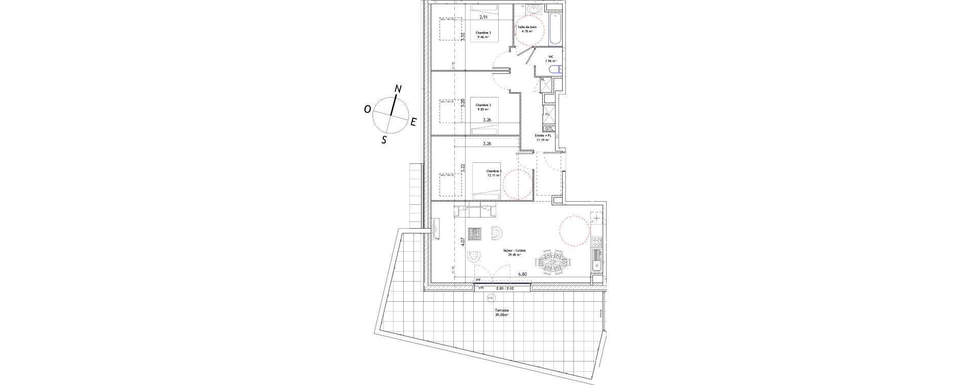 Appartement T4 de 78,80 m2 &agrave; Foug&egrave;res Centre