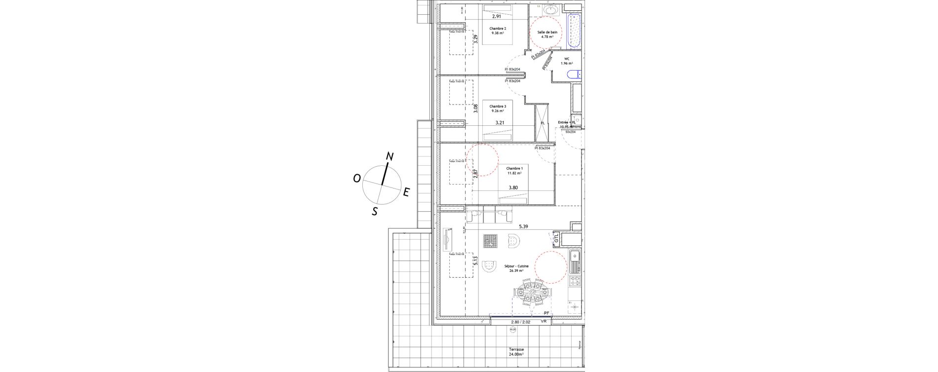 Appartement T4 de 74,54 m2 &agrave; Foug&egrave;res Centre