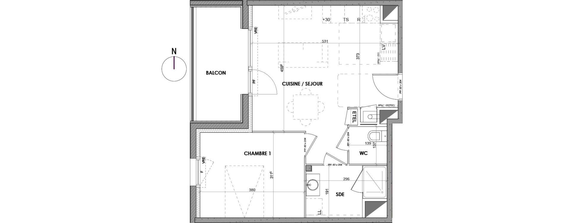 Appartement T2 de 43,10 m2 &agrave; G&eacute;vez&eacute; Centre