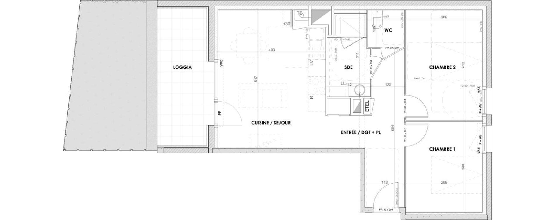 Appartement T3 de 58,65 m2 &agrave; G&eacute;vez&eacute; Centre