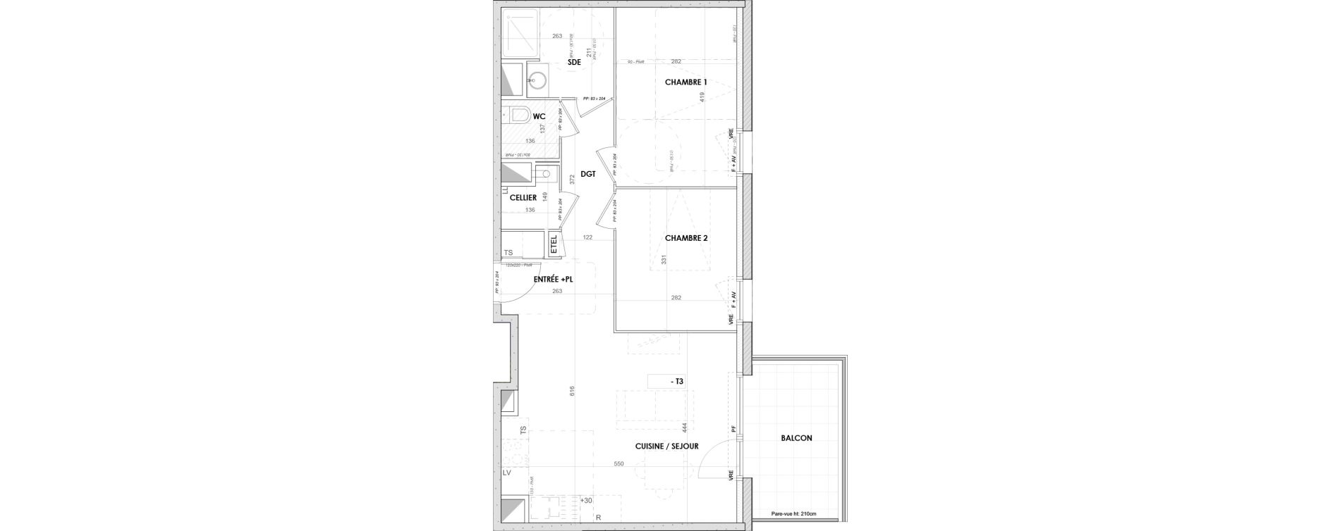 Appartement T3 de 62,15 m2 &agrave; G&eacute;vez&eacute; Centre