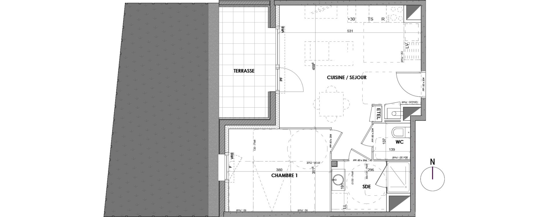 Appartement T2 de 43,15 m2 &agrave; G&eacute;vez&eacute; Centre