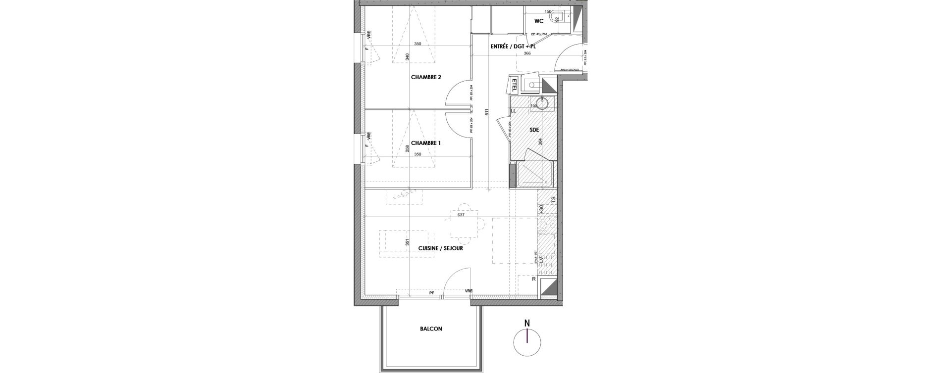 Appartement T3 de 59,75 m2 &agrave; G&eacute;vez&eacute; Centre