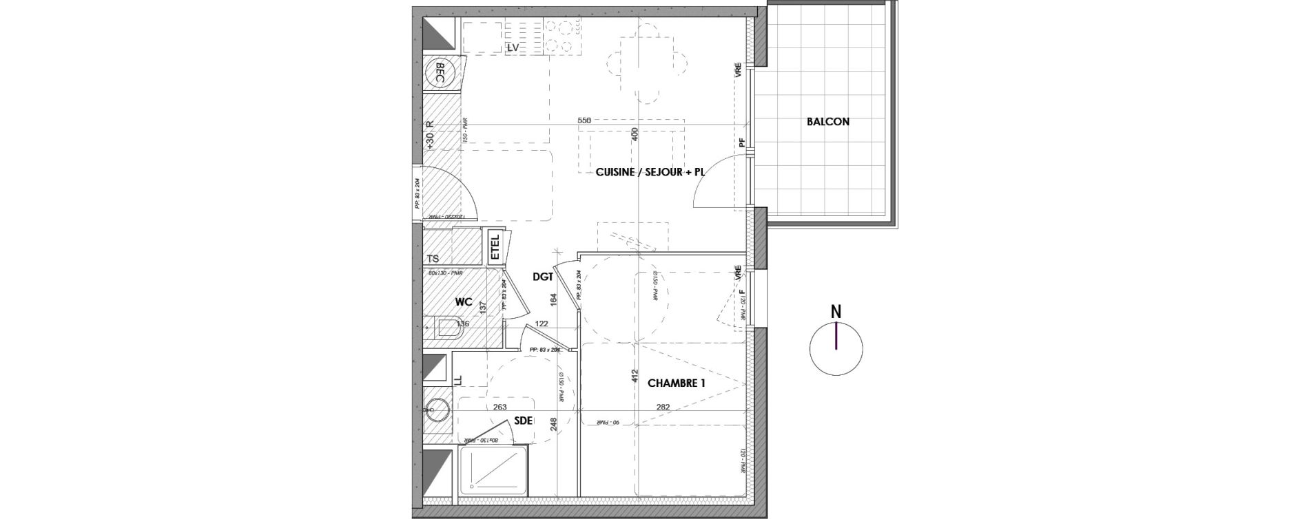 Appartement T2 de 42,55 m2 &agrave; G&eacute;vez&eacute; Centre