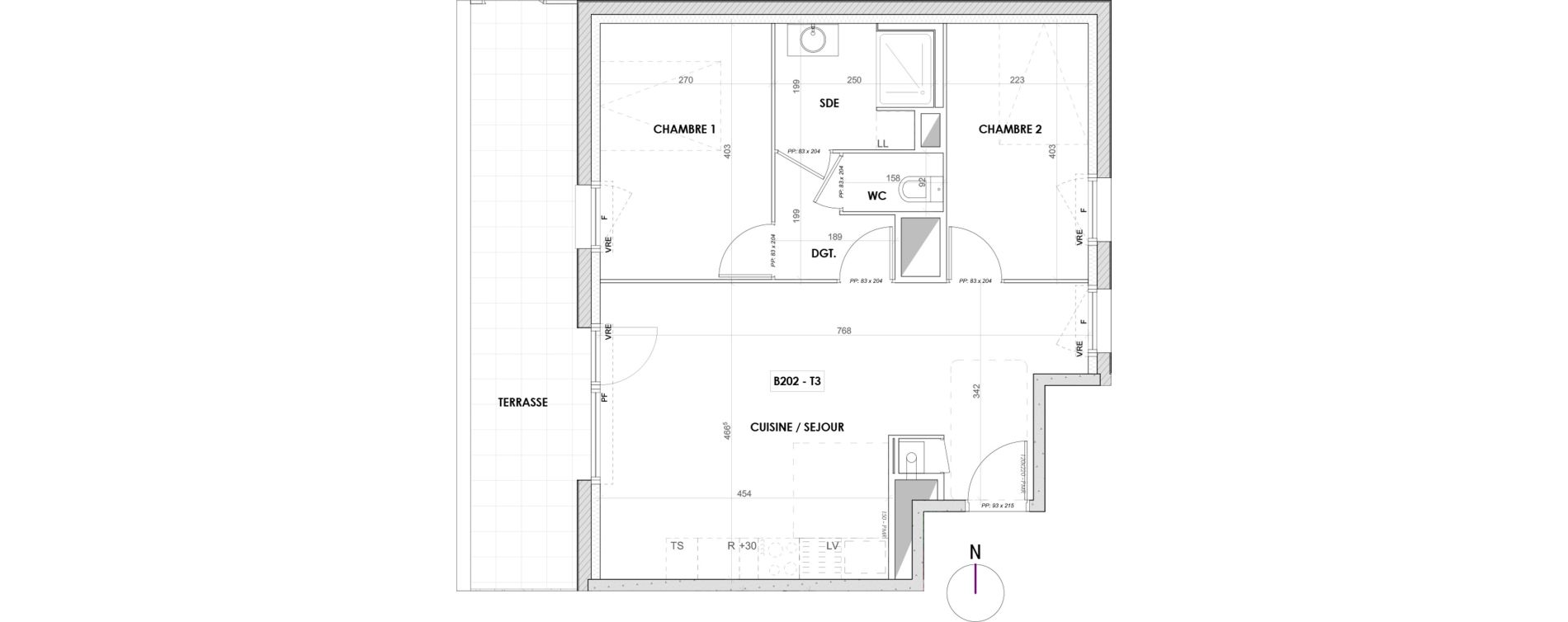 Appartement T3 de 58,35 m2 &agrave; G&eacute;vez&eacute; Centre