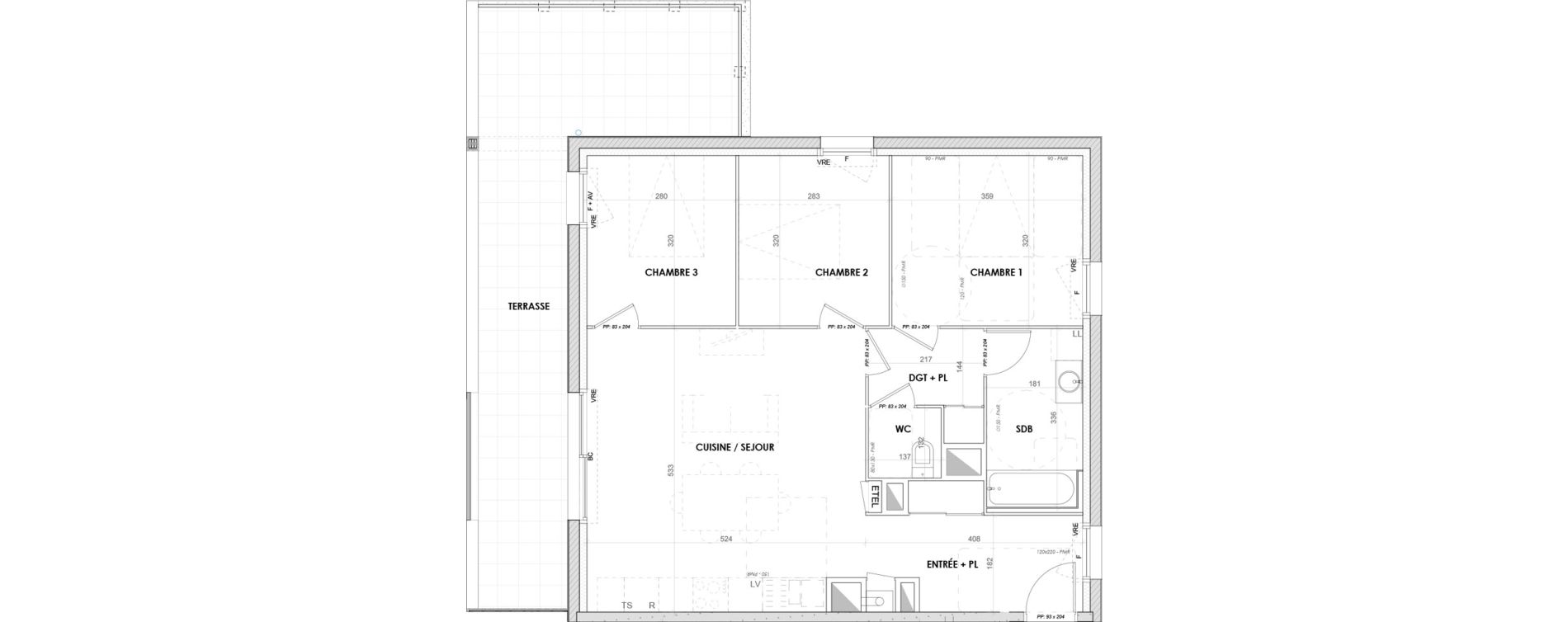 Appartement T4 de 76,10 m2 &agrave; G&eacute;vez&eacute; Centre