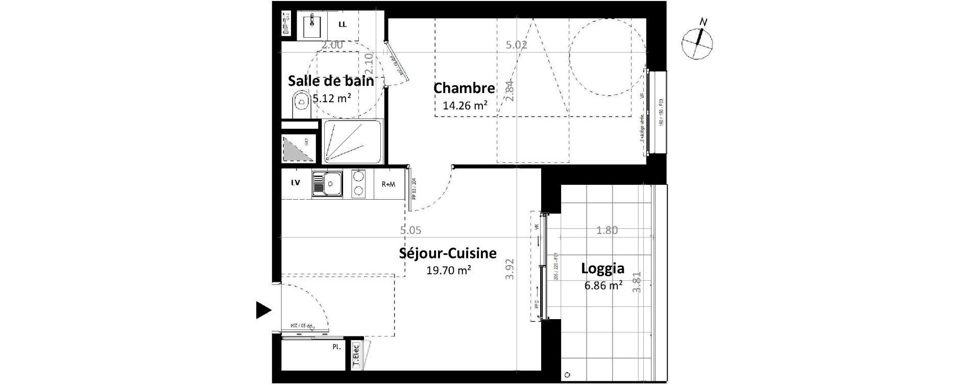 Appartement T2 de 39,09 m2 &agrave; G&eacute;vez&eacute; Centre