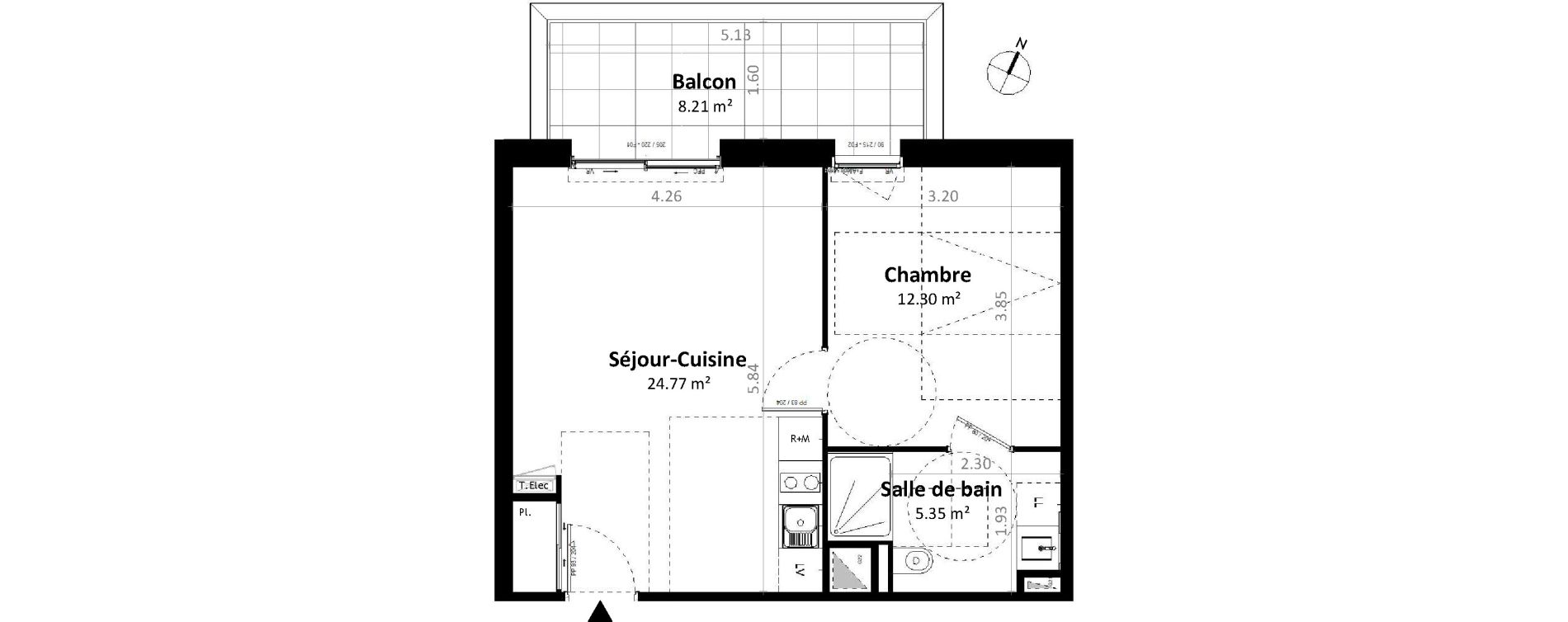 Appartement T2 de 42,41 m2 &agrave; G&eacute;vez&eacute; Centre