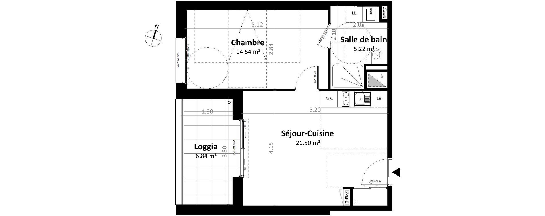 Appartement T2 de 41,26 m2 &agrave; G&eacute;vez&eacute; Centre