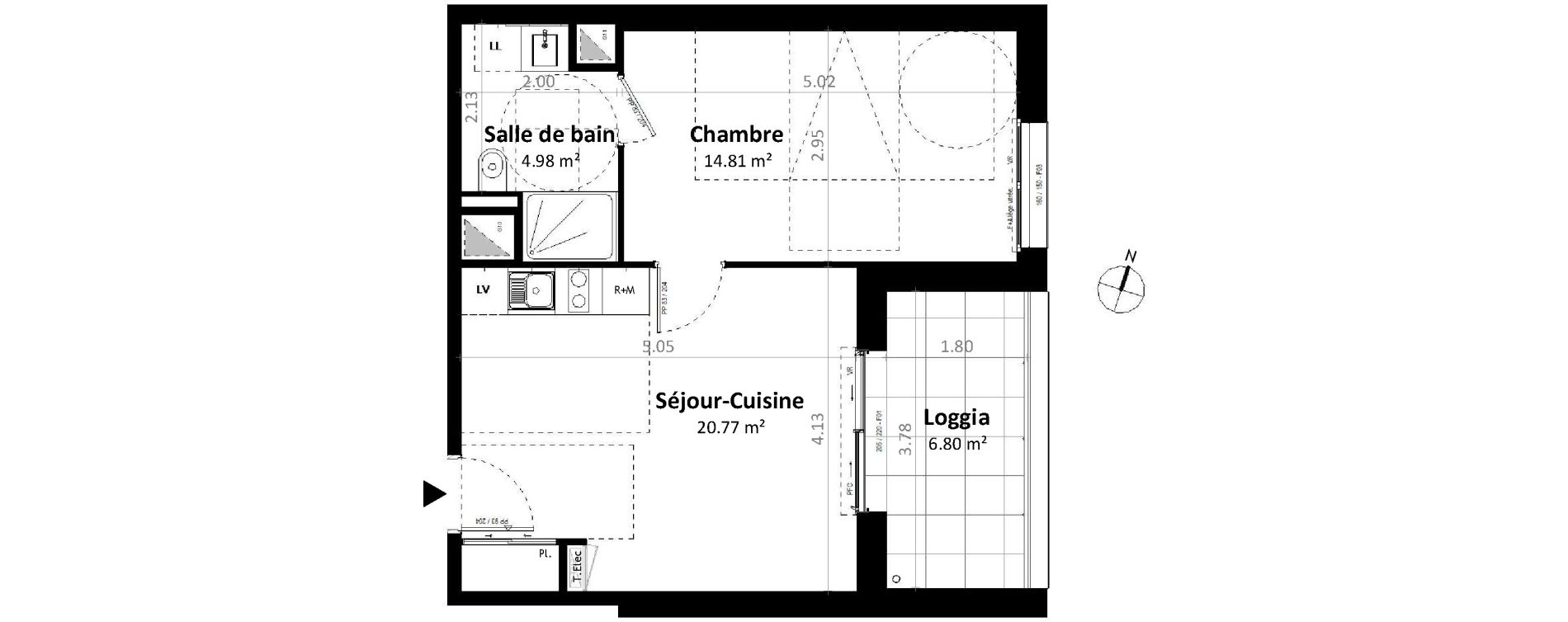 Appartement T2 de 40,56 m2 &agrave; G&eacute;vez&eacute; Centre