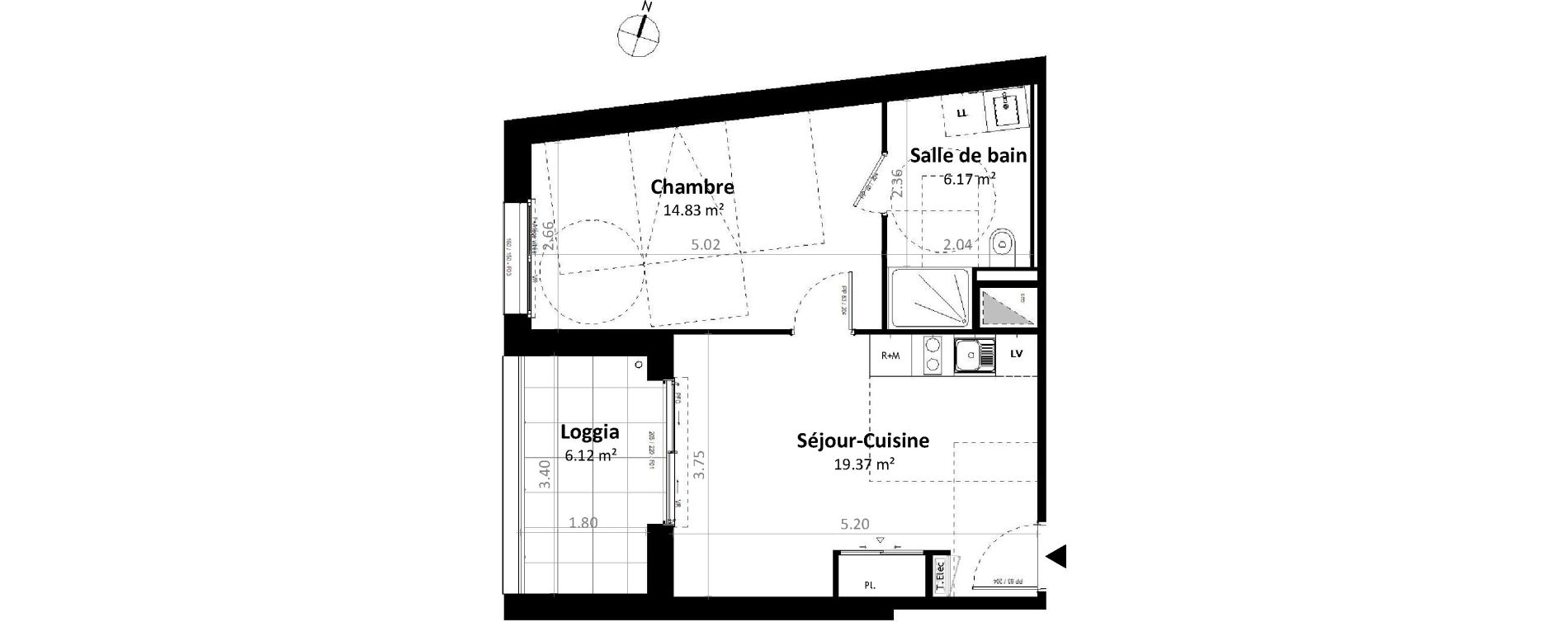 Appartement T2 de 40,37 m2 &agrave; G&eacute;vez&eacute; Centre
