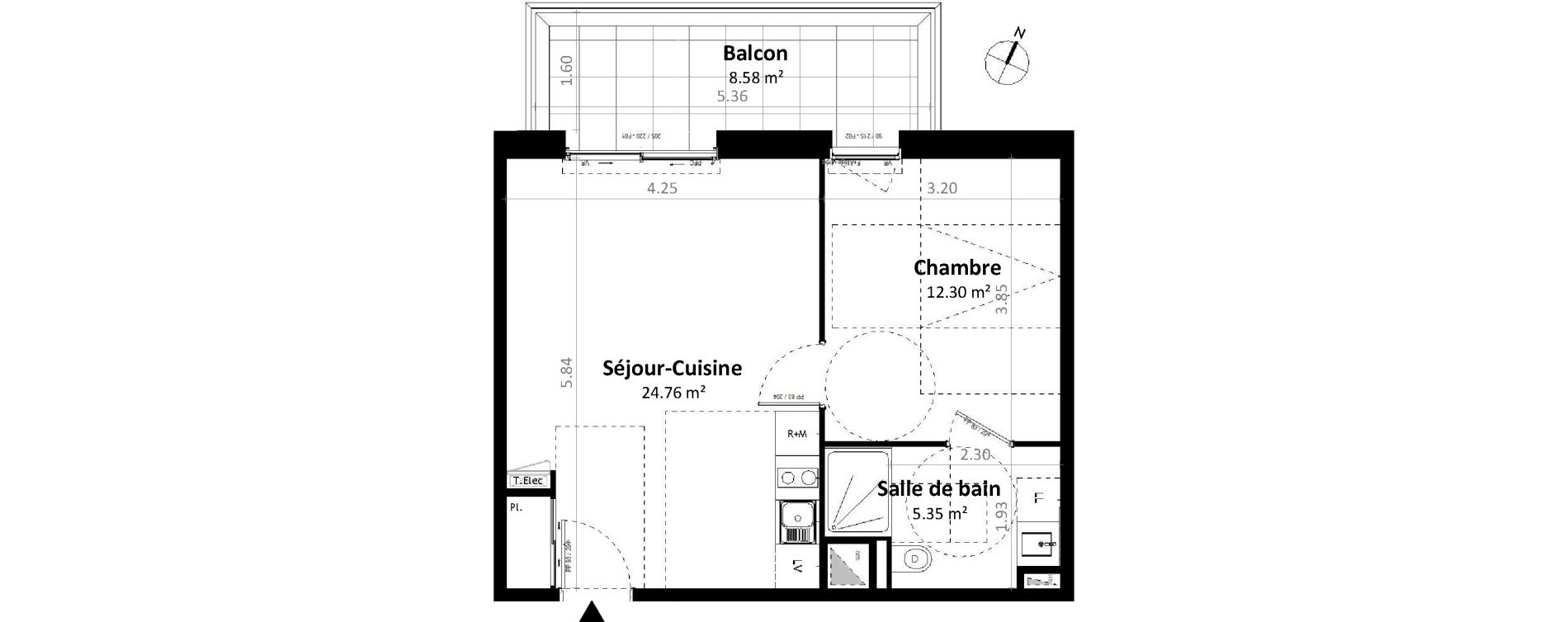 Appartement T2 de 42,41 m2 &agrave; G&eacute;vez&eacute; Centre