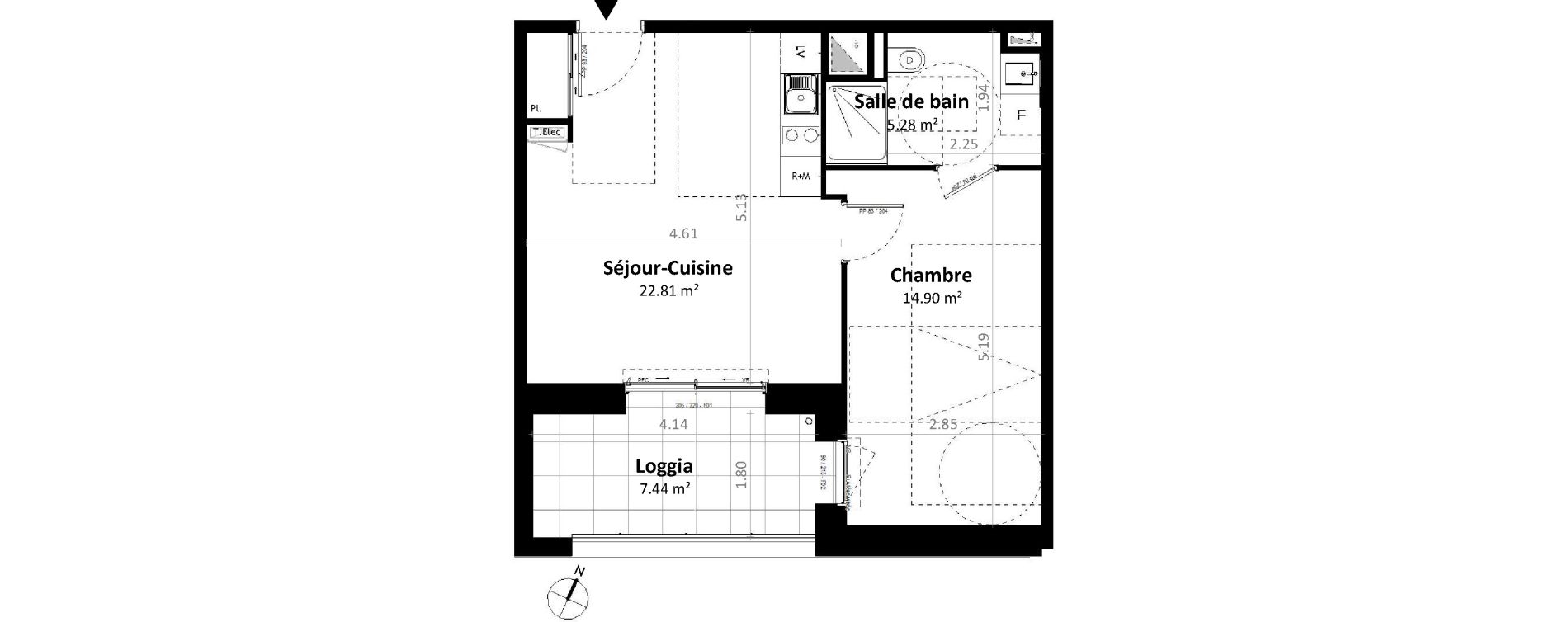 Appartement T2 de 42,99 m2 &agrave; G&eacute;vez&eacute; Centre