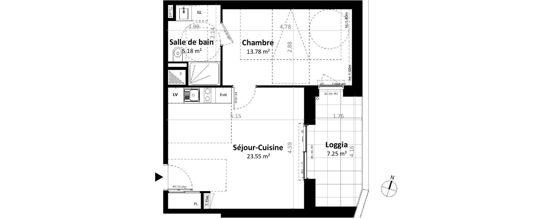 Appartement T2 de 42,50 m2 &agrave; G&eacute;vez&eacute; Centre
