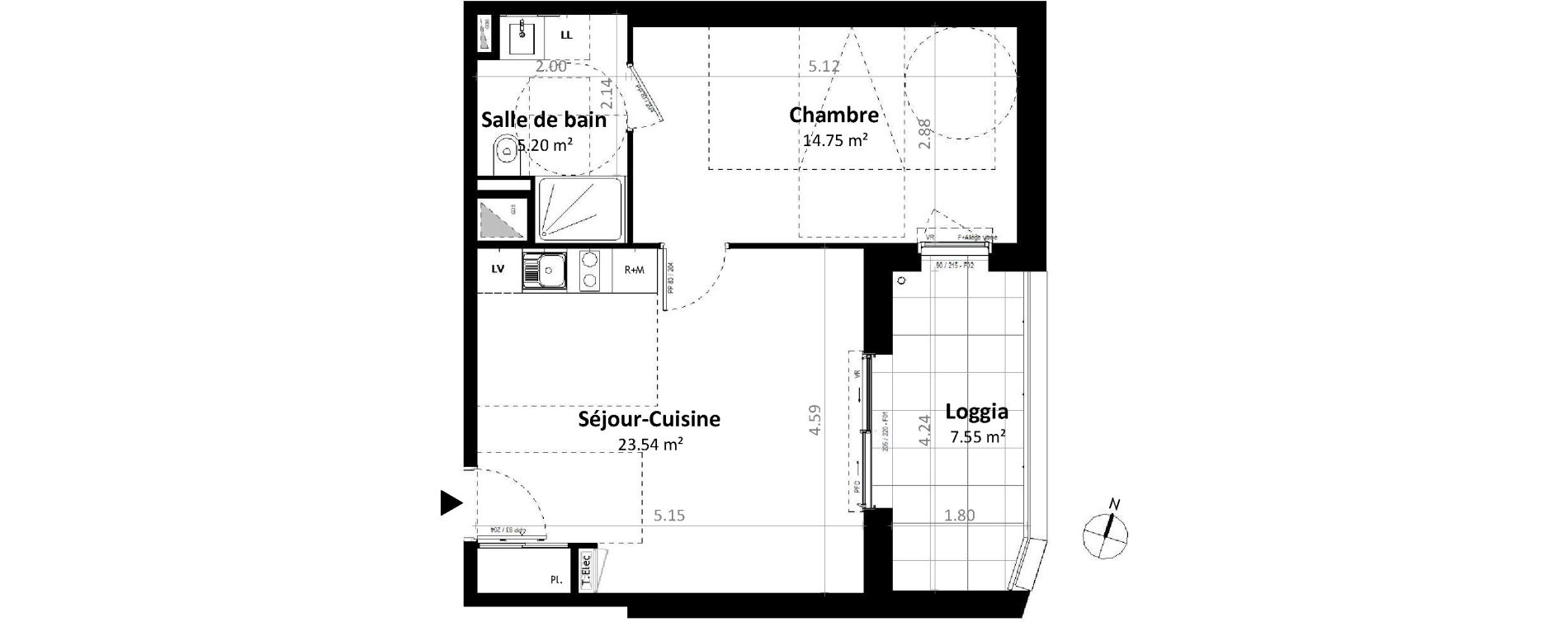 Appartement T2 de 43,50 m2 &agrave; G&eacute;vez&eacute; Centre