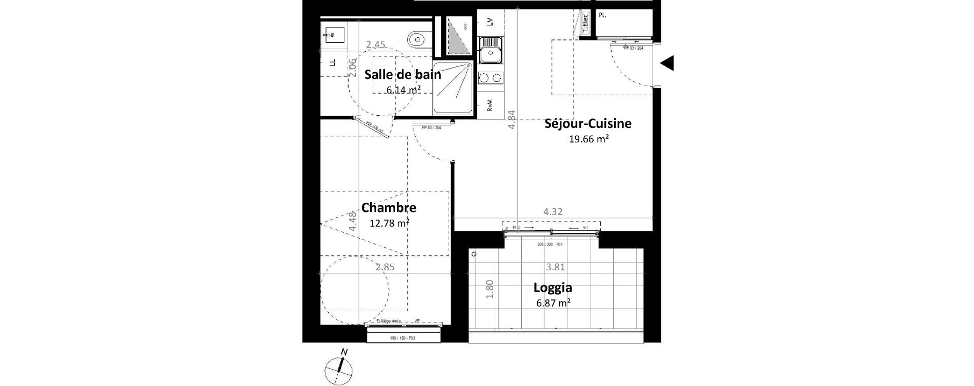 Appartement T2 de 38,58 m2 &agrave; G&eacute;vez&eacute; Centre
