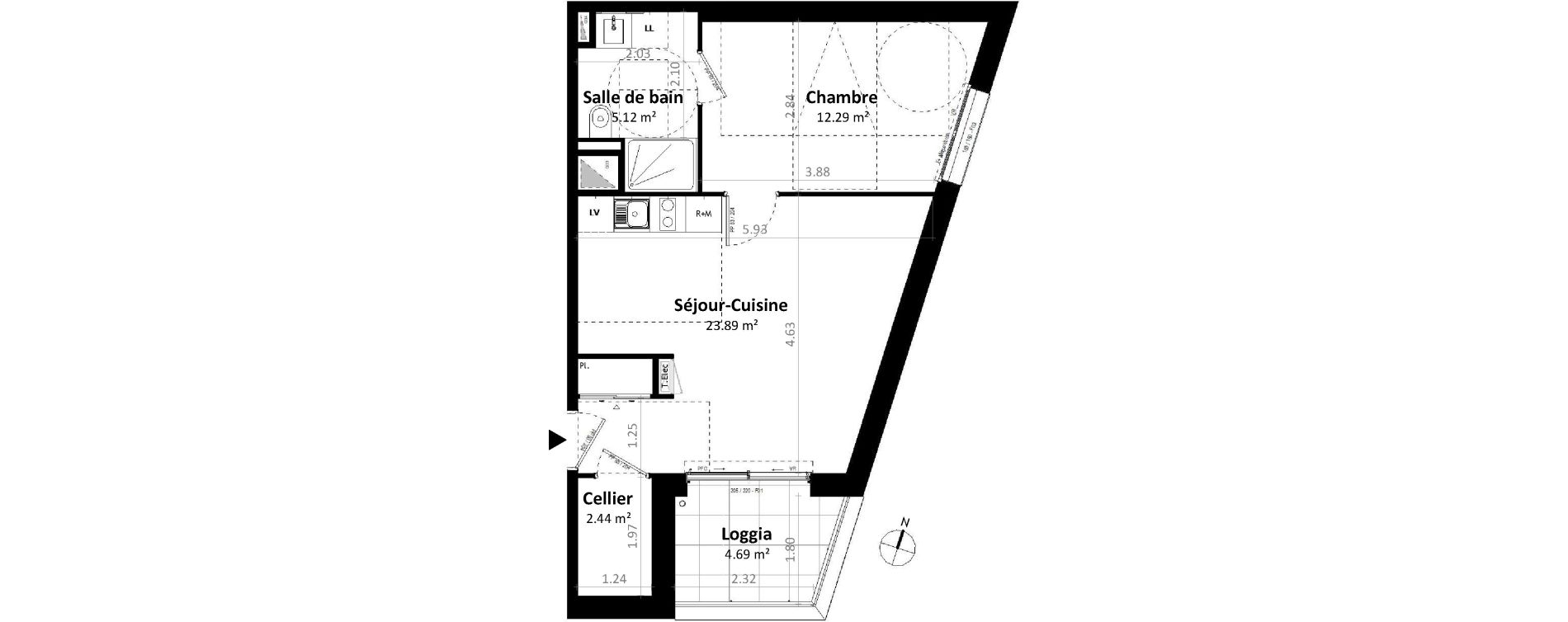 Appartement T2 de 43,74 m2 &agrave; G&eacute;vez&eacute; Centre
