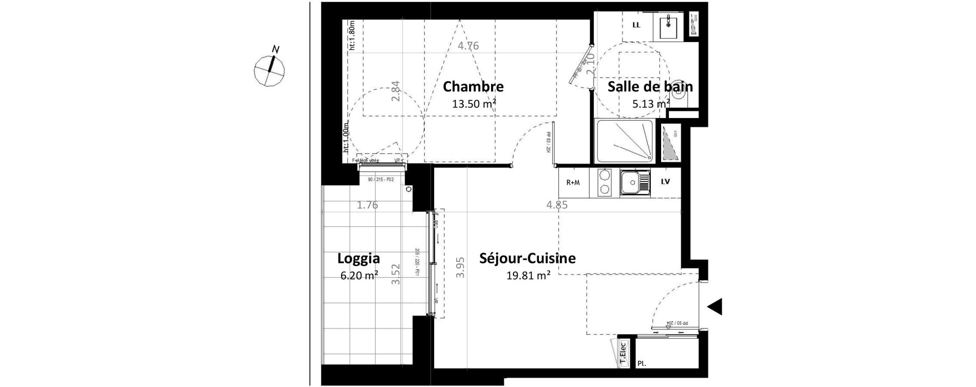 Appartement T2 de 38,44 m2 &agrave; G&eacute;vez&eacute; Centre