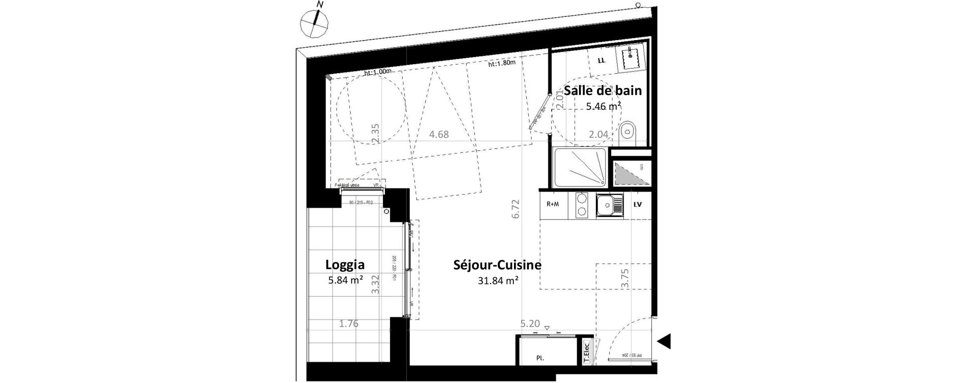 Appartement T1 de 37,29 m2 &agrave; G&eacute;vez&eacute; Centre