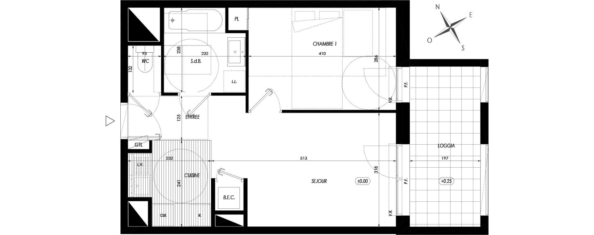 Appartement T2 de 42,21 m2 &agrave; Guichen Centre