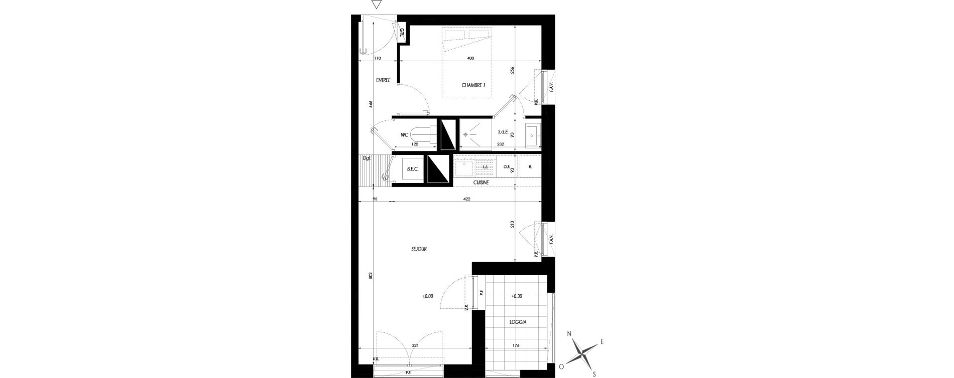Appartement T2 de 41,49 m2 &agrave; Guichen Centre