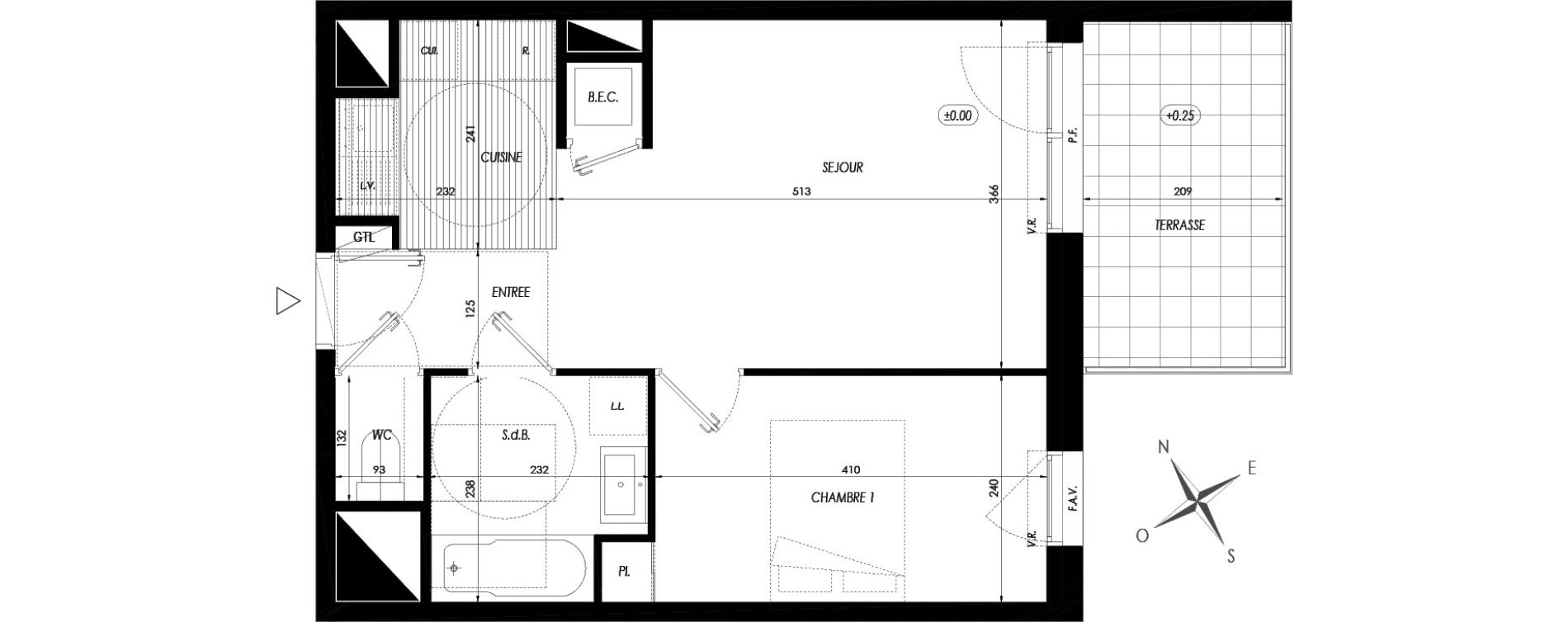 Appartement T2 de 42,31 m2 &agrave; Guichen Centre