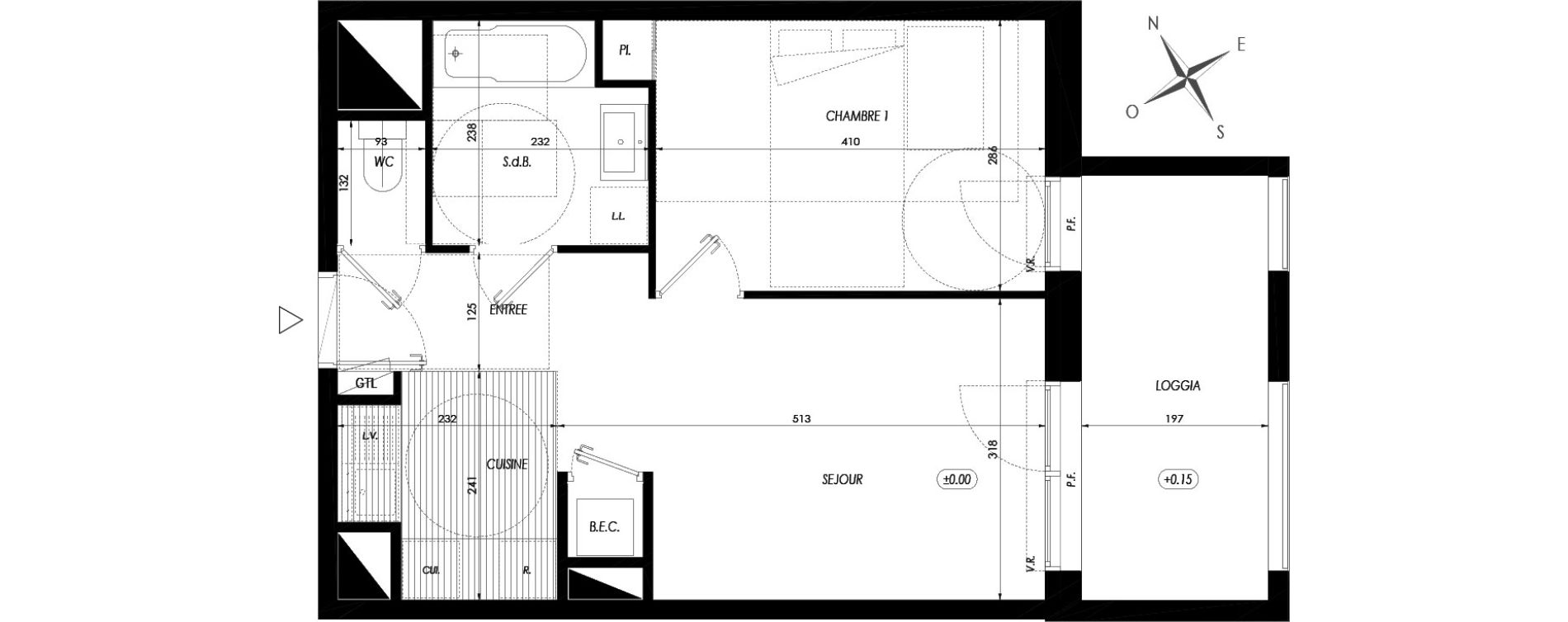 Appartement T2 de 42,20 m2 &agrave; Guichen Centre