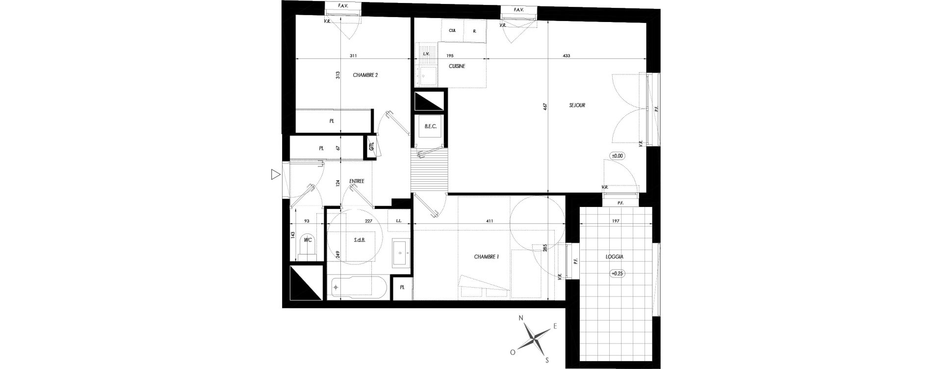 Appartement T3 de 63,04 m2 &agrave; Guichen Centre