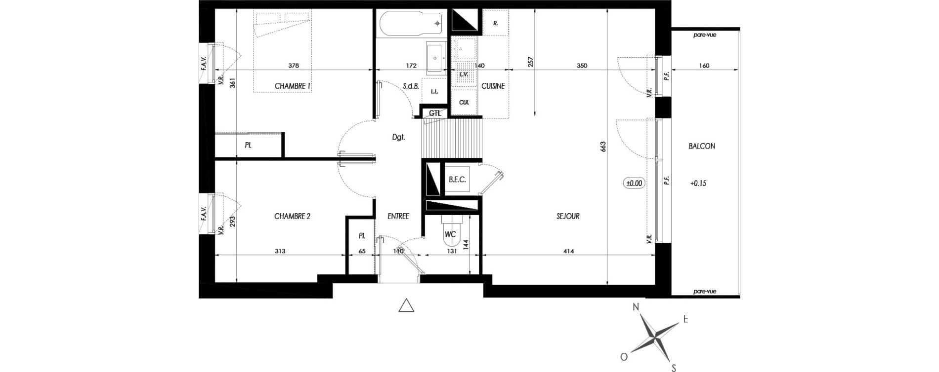 Appartement T3 de 65,41 m2 &agrave; Guichen Centre
