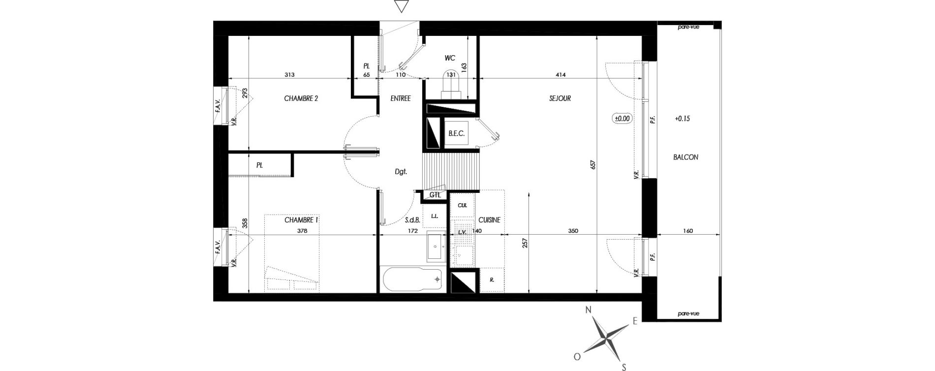 Appartement T3 de 65,93 m2 &agrave; Guichen Centre