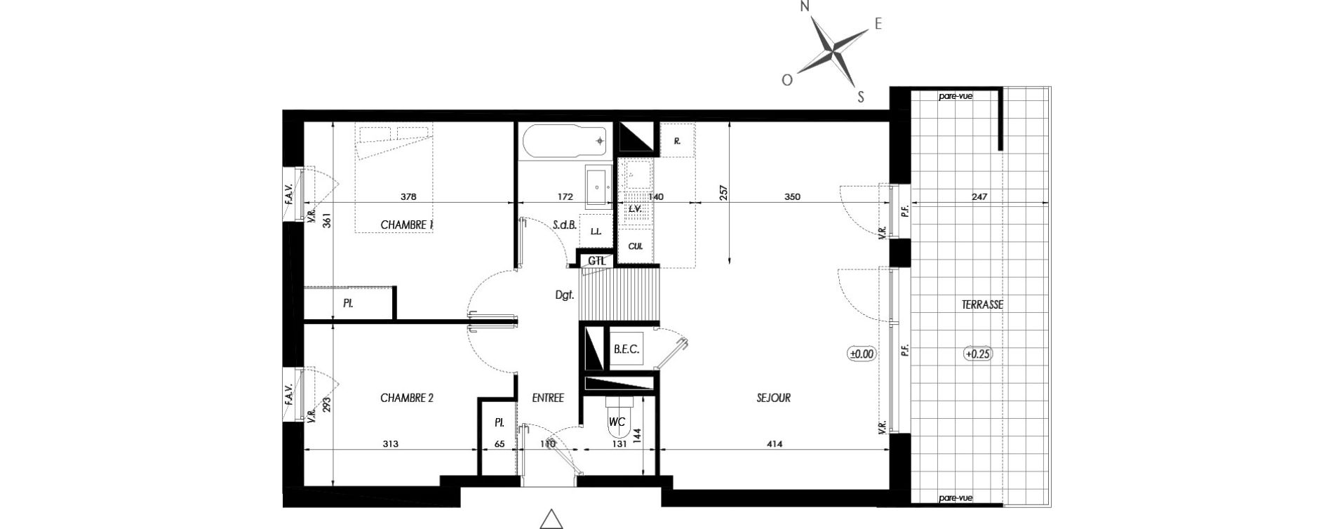 Appartement T3 de 65,41 m2 &agrave; Guichen Centre