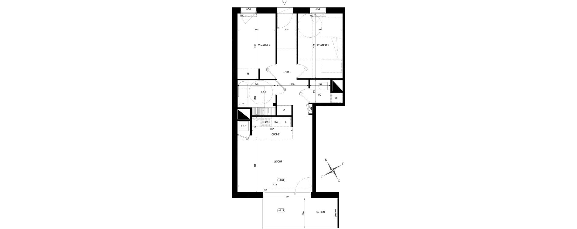 Appartement T3 de 60,35 m2 &agrave; Guichen Centre