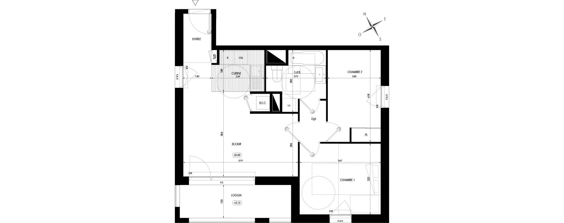 Appartement T3 de 56,97 m2 &agrave; Guichen Centre