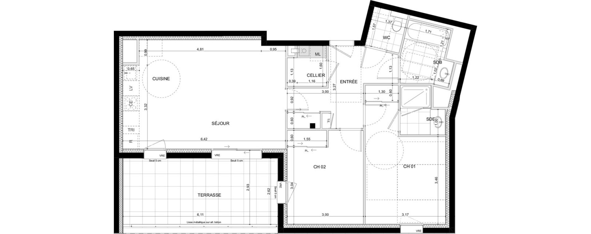 Appartement T3 de 71,40 m2 &agrave; La Chapelle-Des-Fougeretz Centre