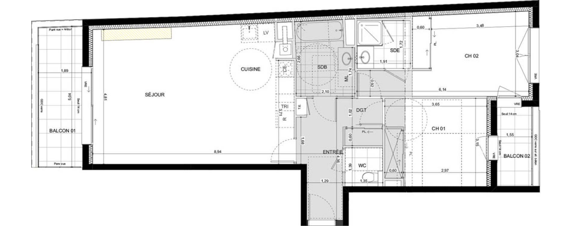 Appartement T3 de 78,79 m2 &agrave; La Chapelle-Des-Fougeretz Centre