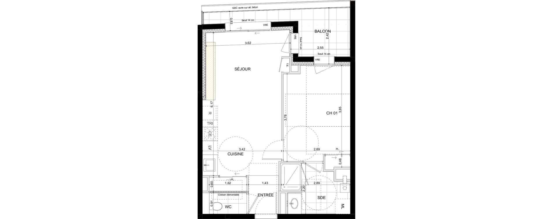 Appartement T2 de 43,35 m2 &agrave; La Chapelle-Des-Fougeretz Centre