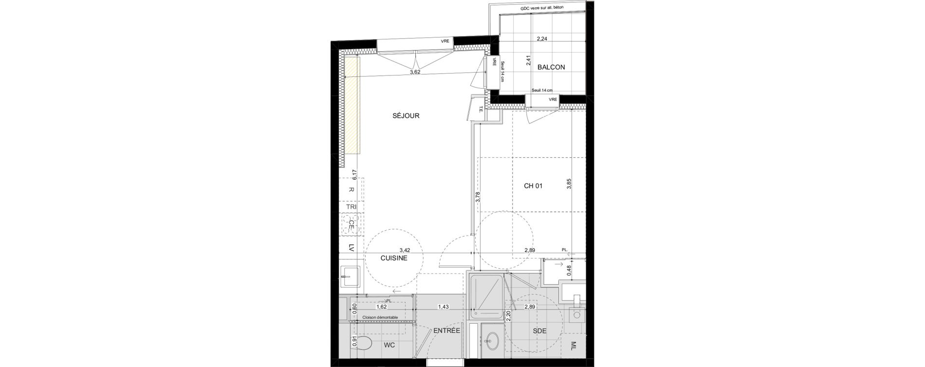 Appartement T2 de 43,35 m2 &agrave; La Chapelle-Des-Fougeretz Centre