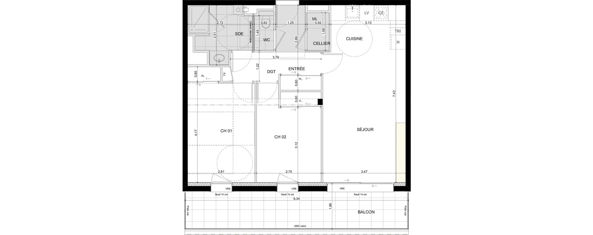 Appartement T3 de 63,53 m2 &agrave; La Chapelle-Des-Fougeretz Centre