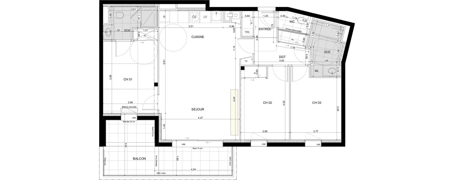 Appartement T4 de 82,07 m2 &agrave; La Chapelle-Des-Fougeretz Centre